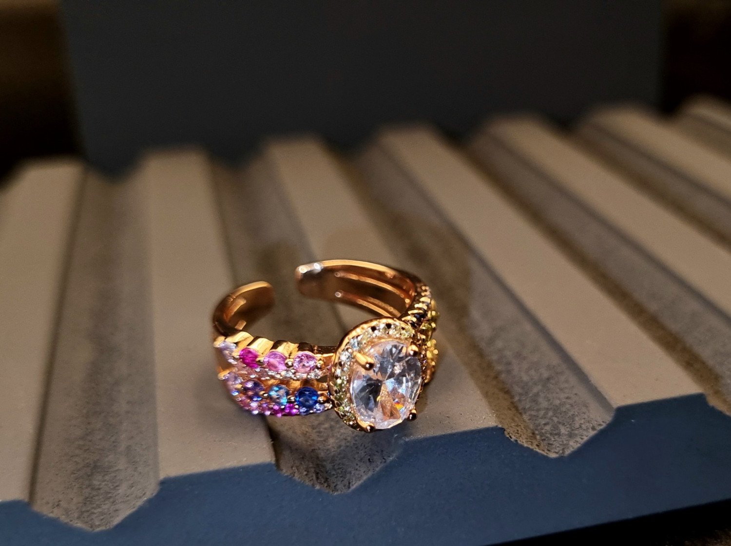 Rose gold plated solataire ring